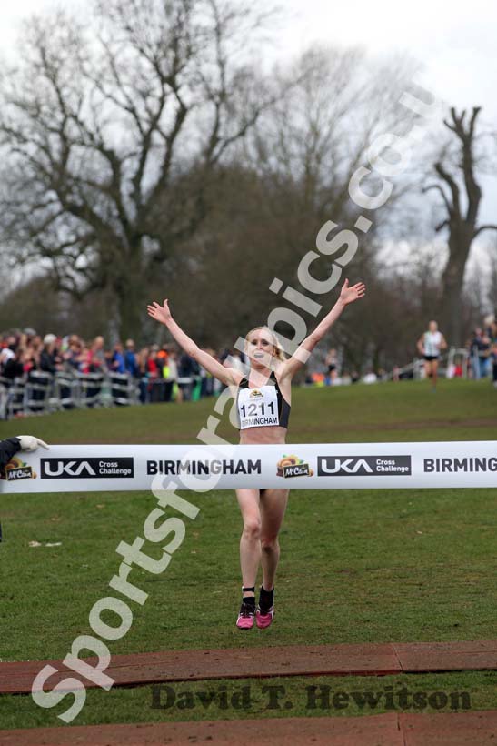 Gemma Steel (Leicestershire) wins the Senior Womens McCain Inter Counties Cross Country, Cofton Park, Birmingham.